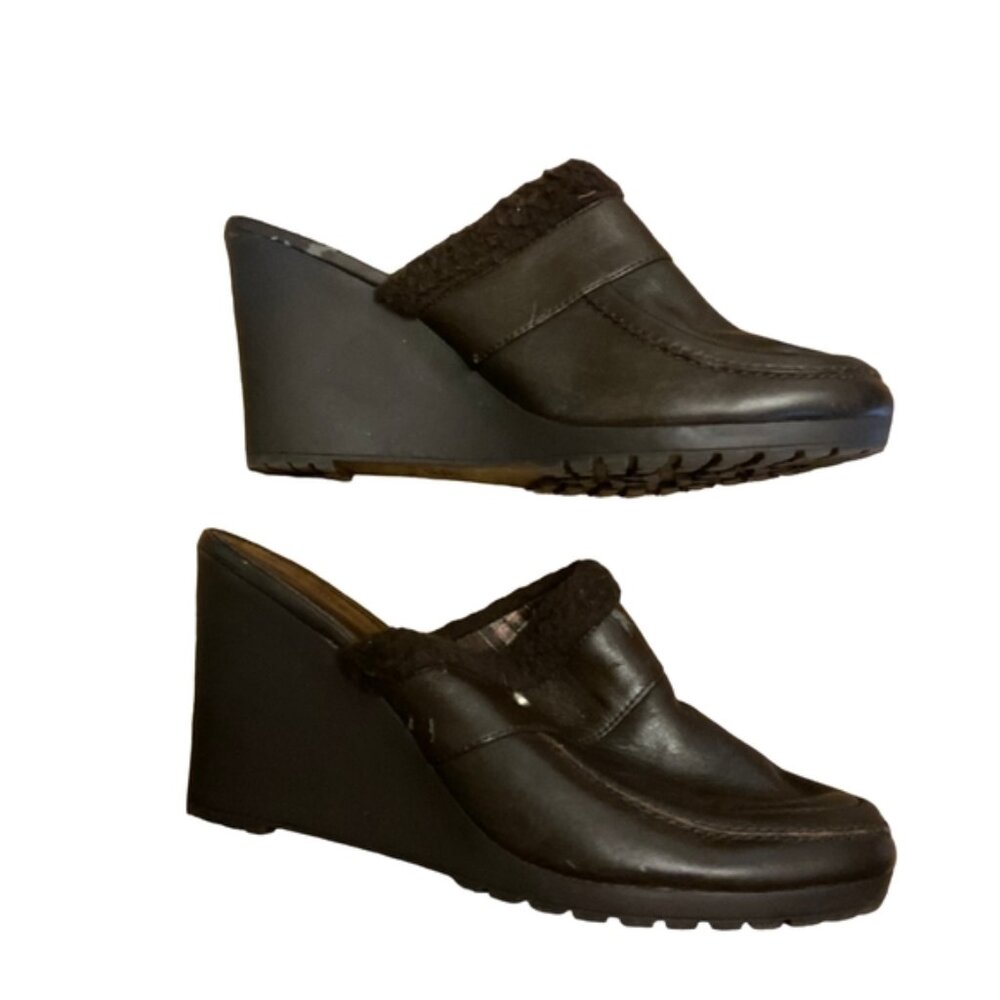 Tommy Hilfiger | Dark Brown Fur Slip-On Wedges | Size 7.5